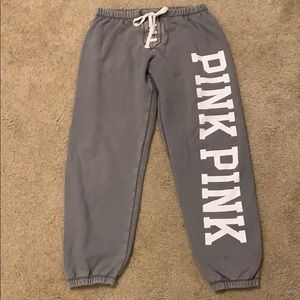 grey Pink lace up sweatpants